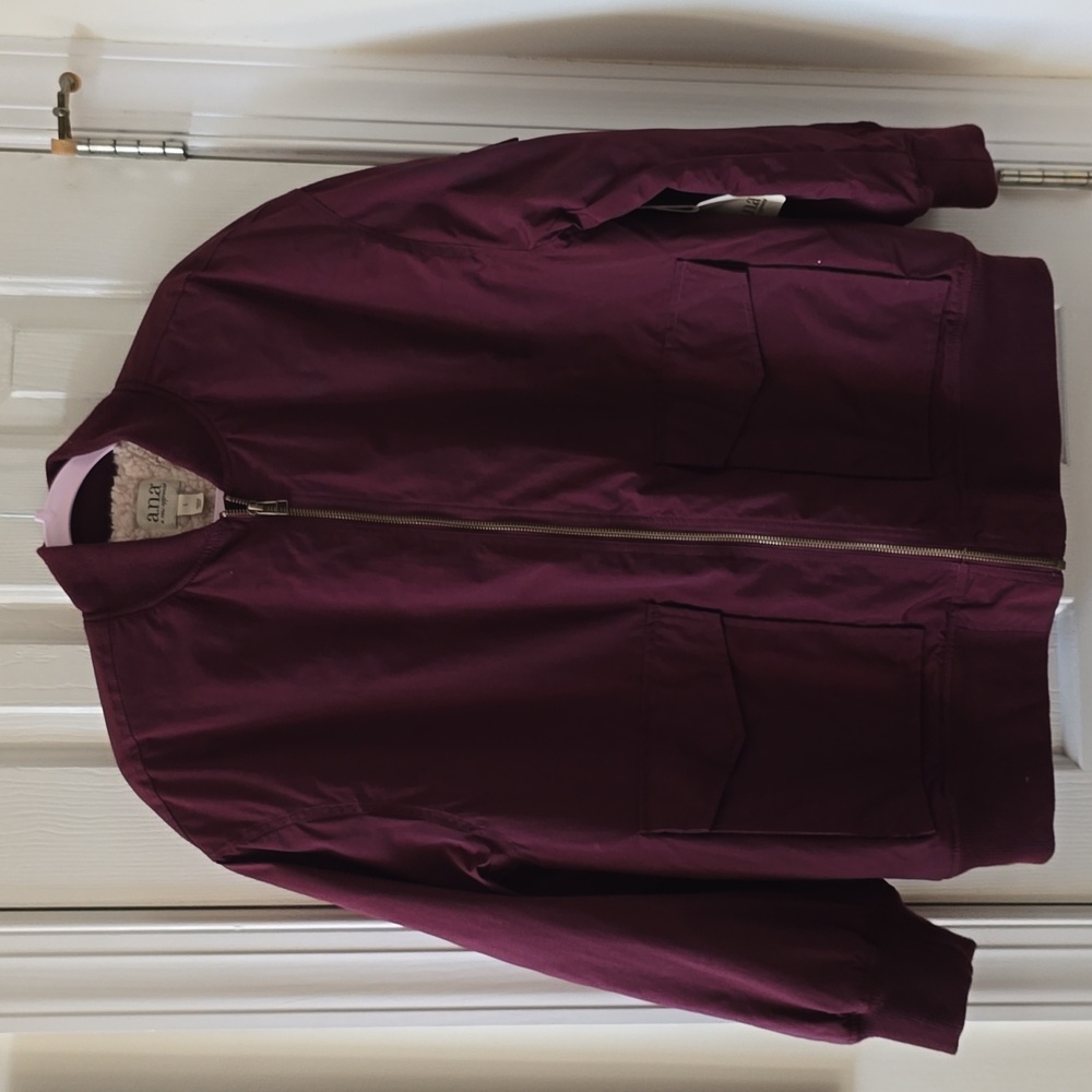 A.N.A BRAND WOMEN'S BEAUTIFUL WINE FRONT ZIPPERED COAT JACKET SIZE LARGE